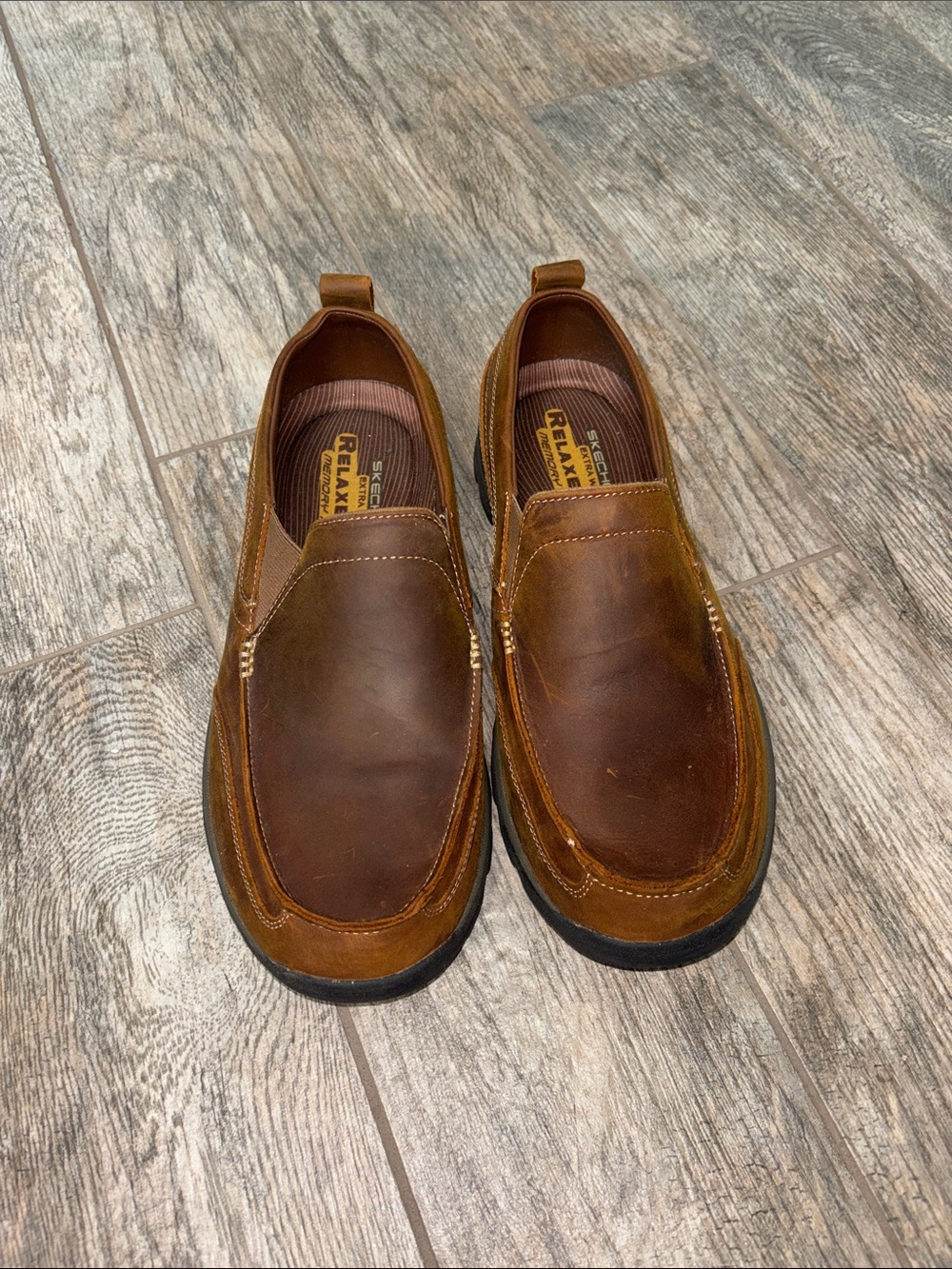Skechers Men's Brown Slip-On Leather Loafers